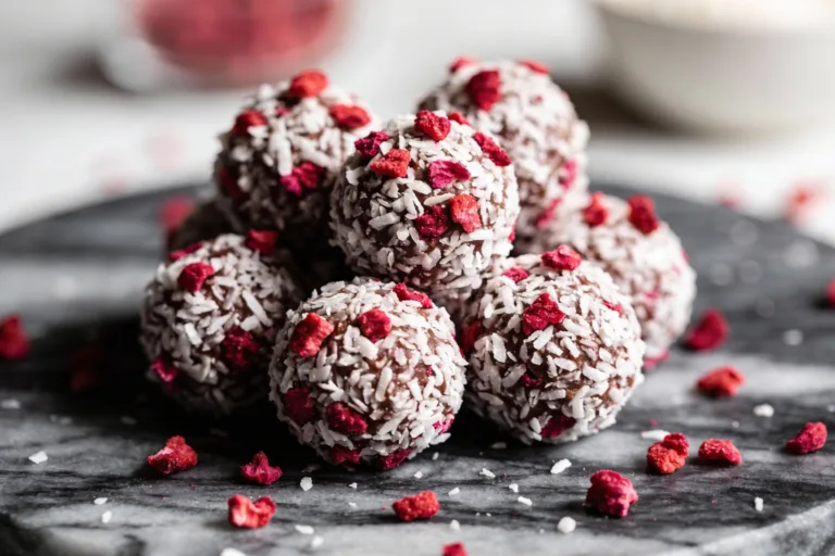Keto Raspberry Coconut Bliss Balls