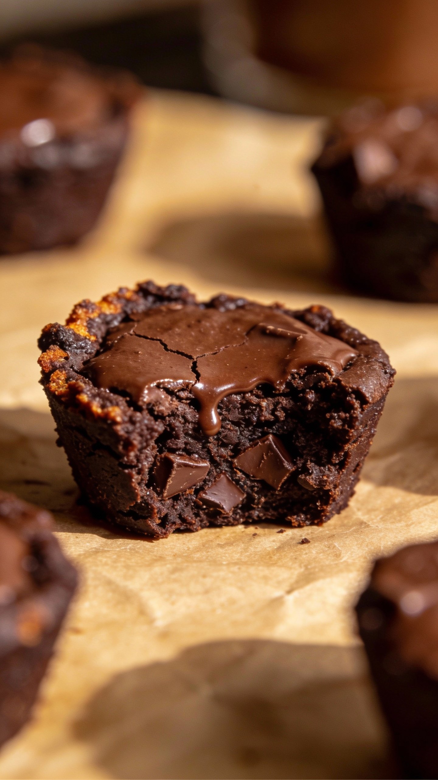 closeup keto double chocolate brownie bite on parchment