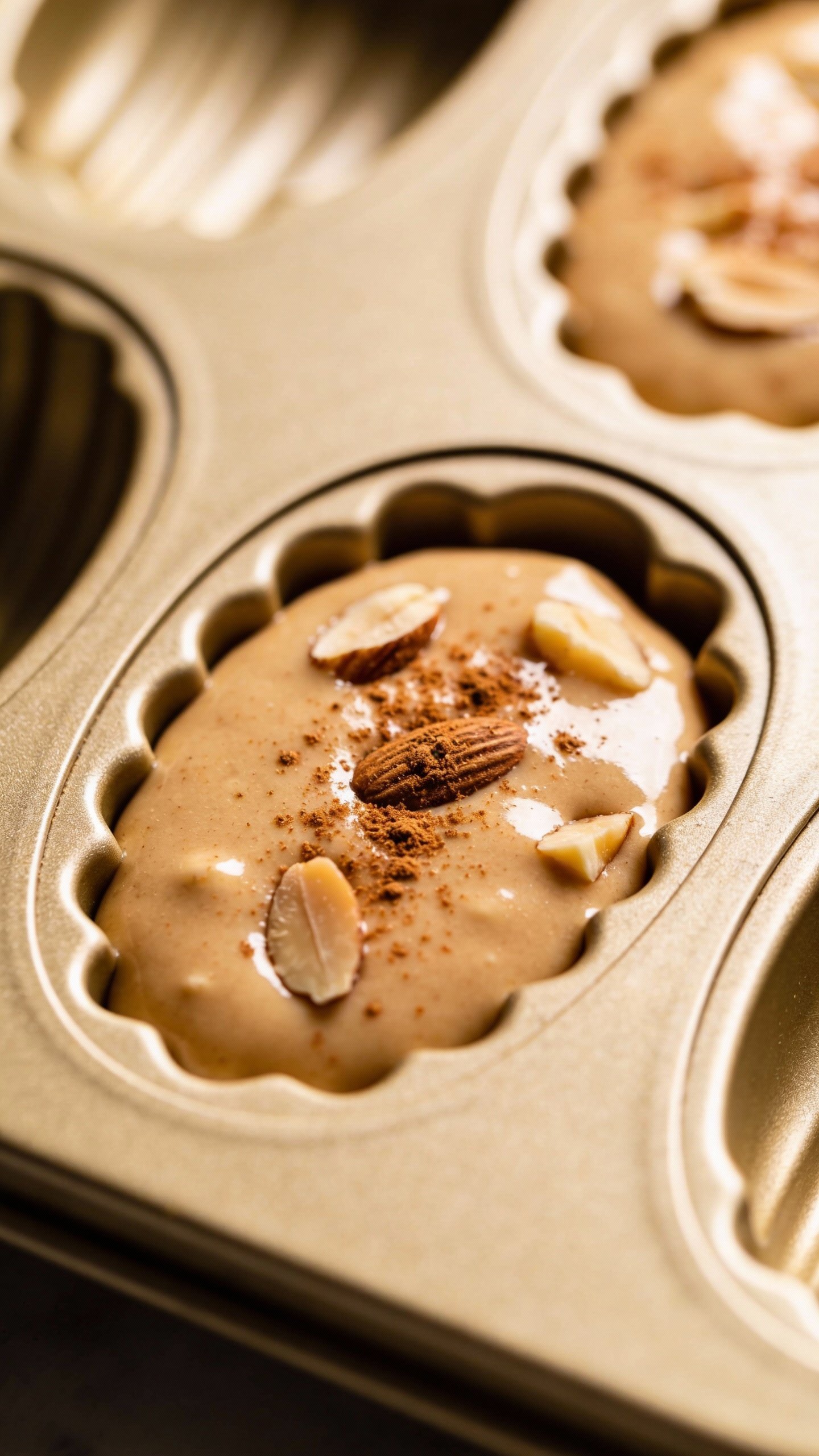 keto cinnamon almond fat bomb in silicone mold cavity