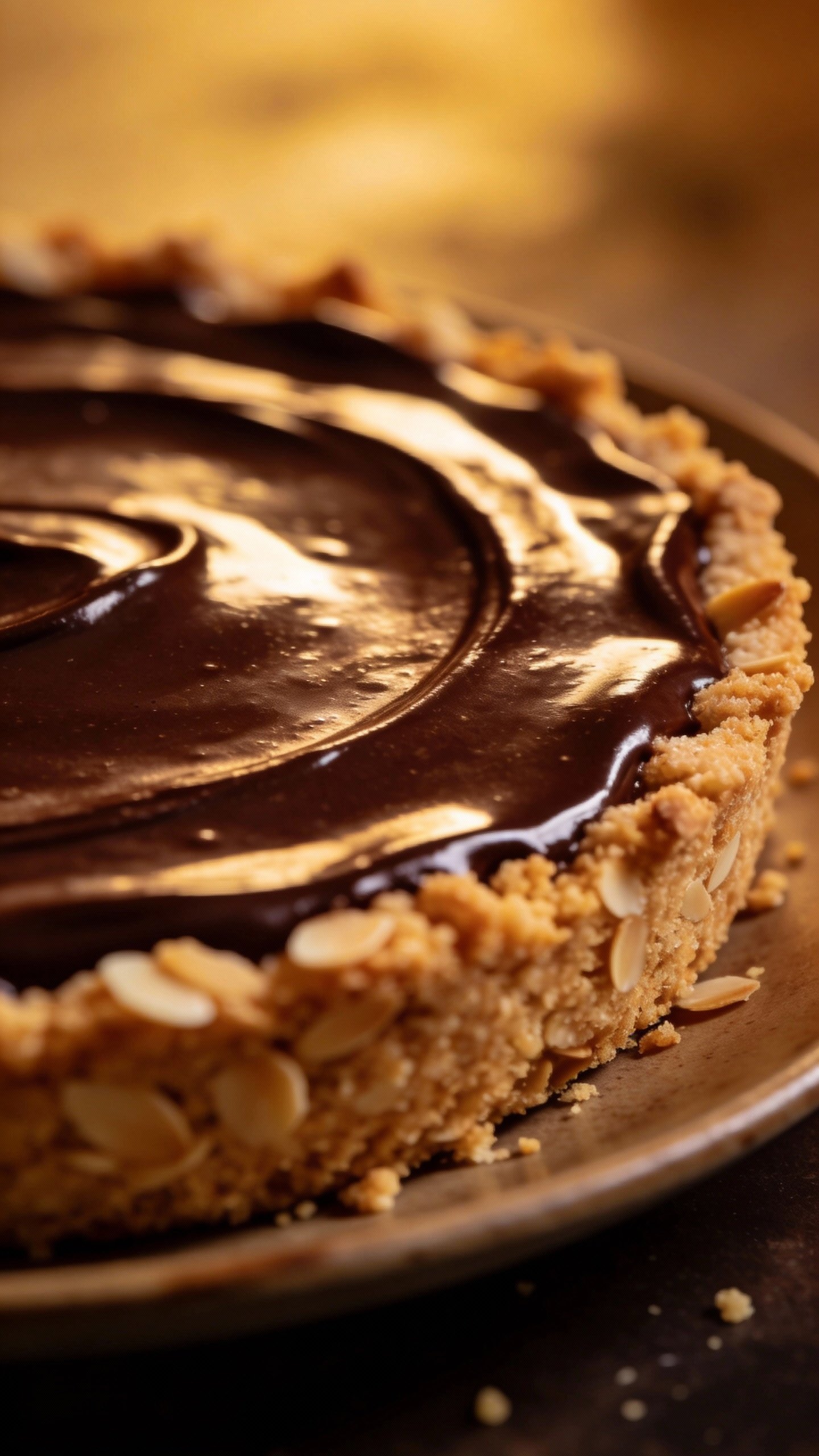 almond flour tart crust with glossy dark chocolate ganache