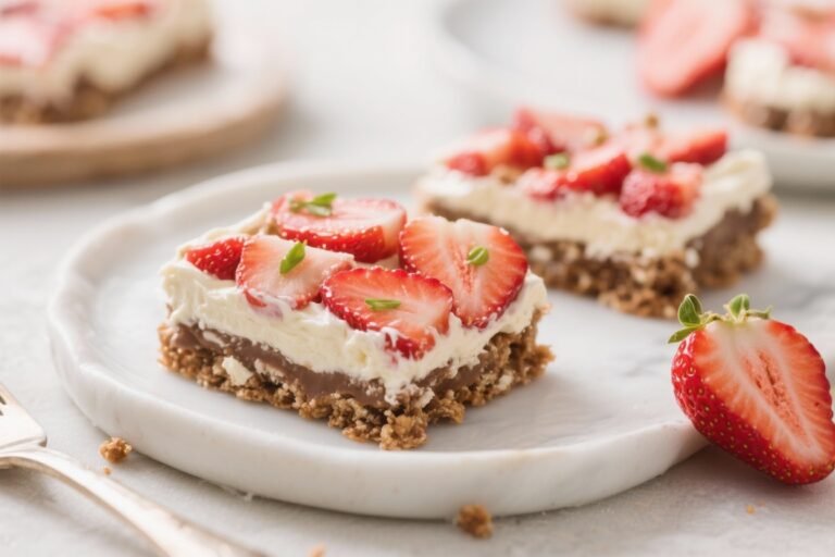 No-Bake Keto Strawberry Cream Bars – Fresh, Light, and Easy
