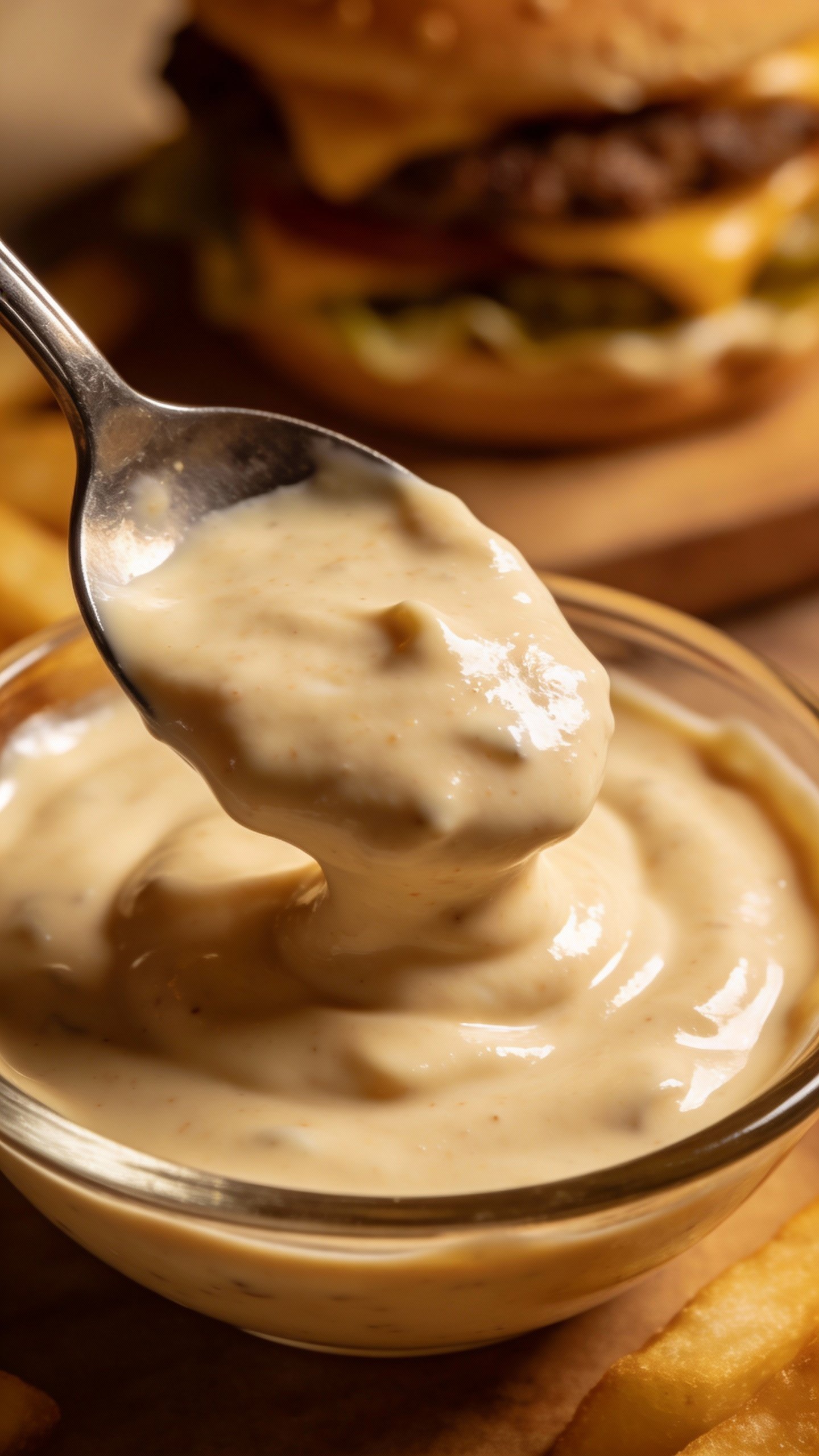 spoonful of creamy Big Mac special sauce, overhead