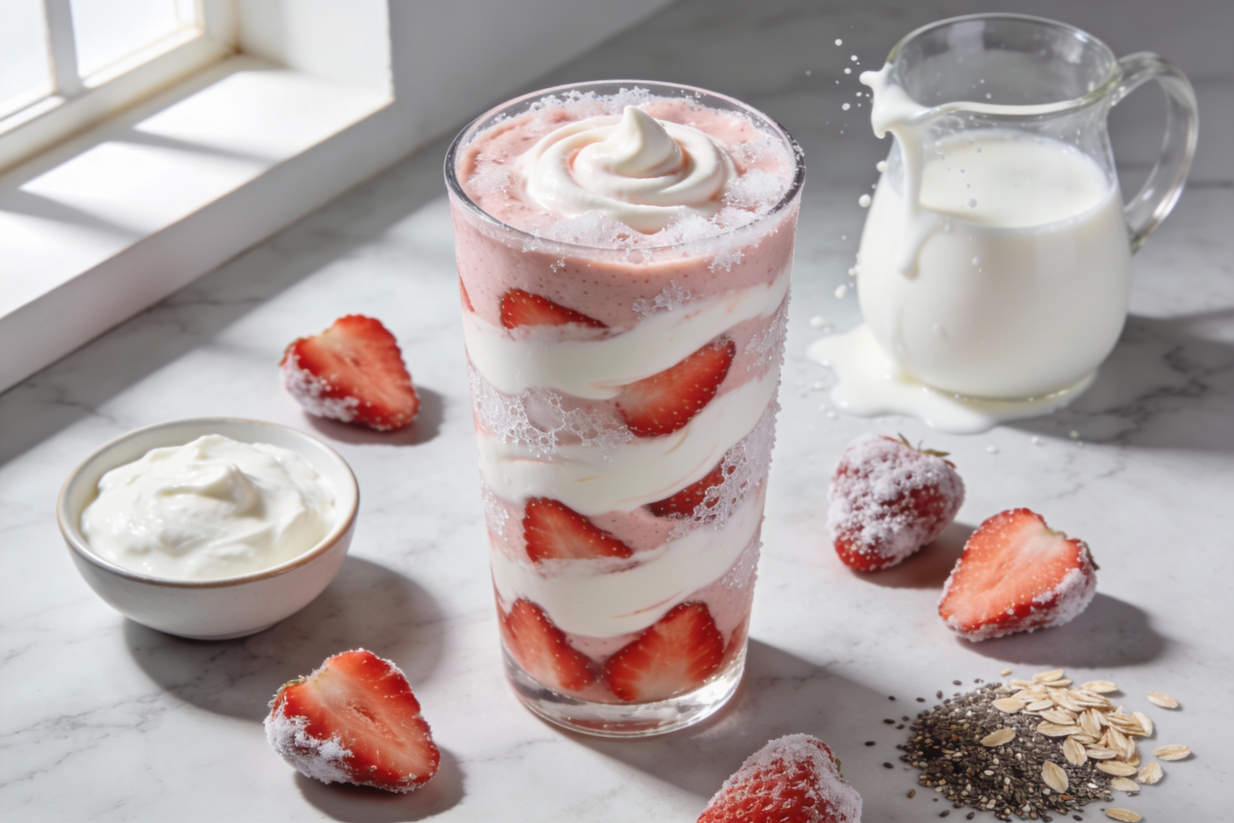 Strawberries & Cream Healthy Smoothie That Tastes Like Dessert