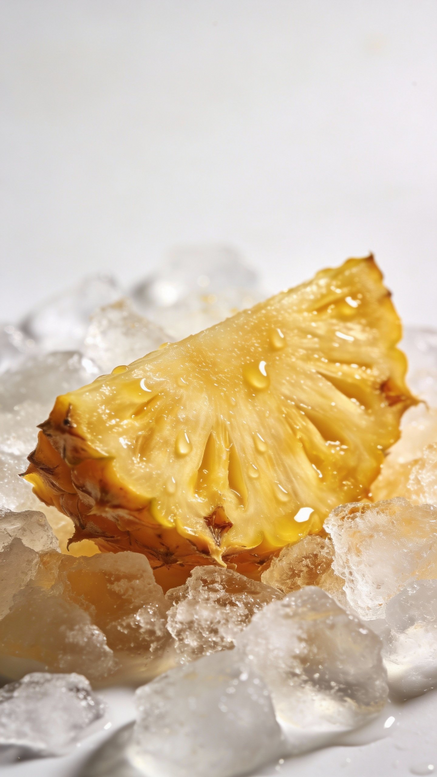 single ripe pineapple slice on crushed ice