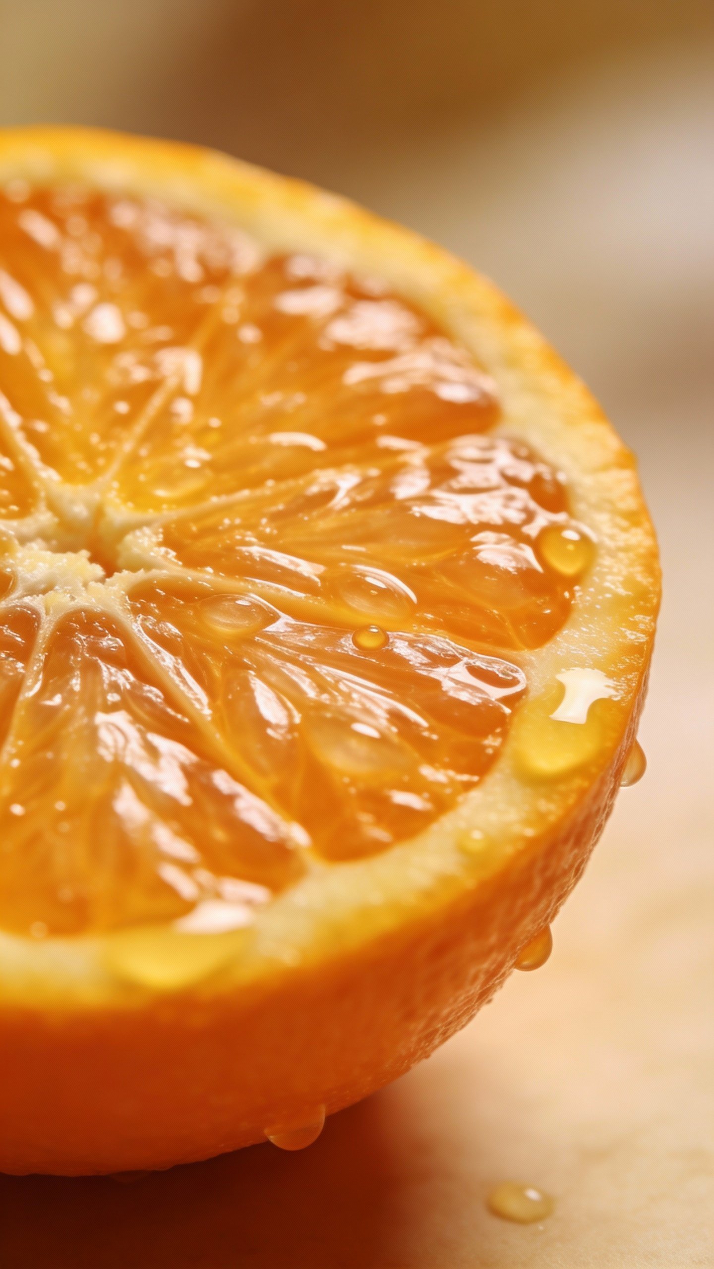 single fresh orange half with visible juice vesicles