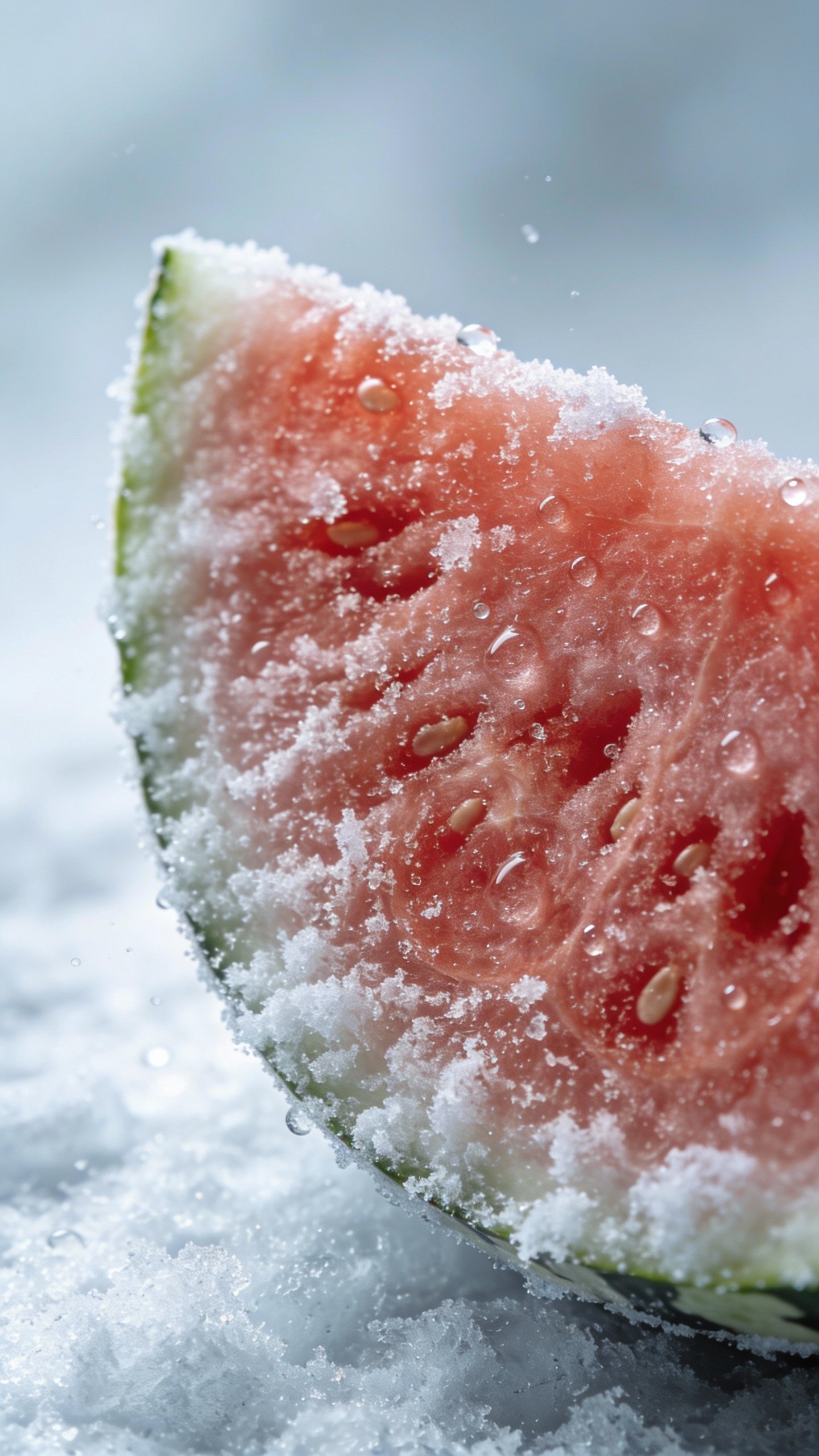 single frosty watermelon wedge with visible droplets, studio lighting