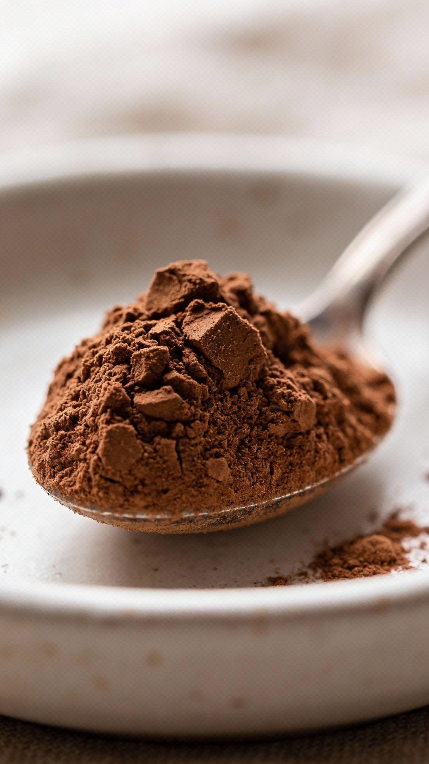 heaped tablespoon of unsweetened cocoa powder on white ceramic