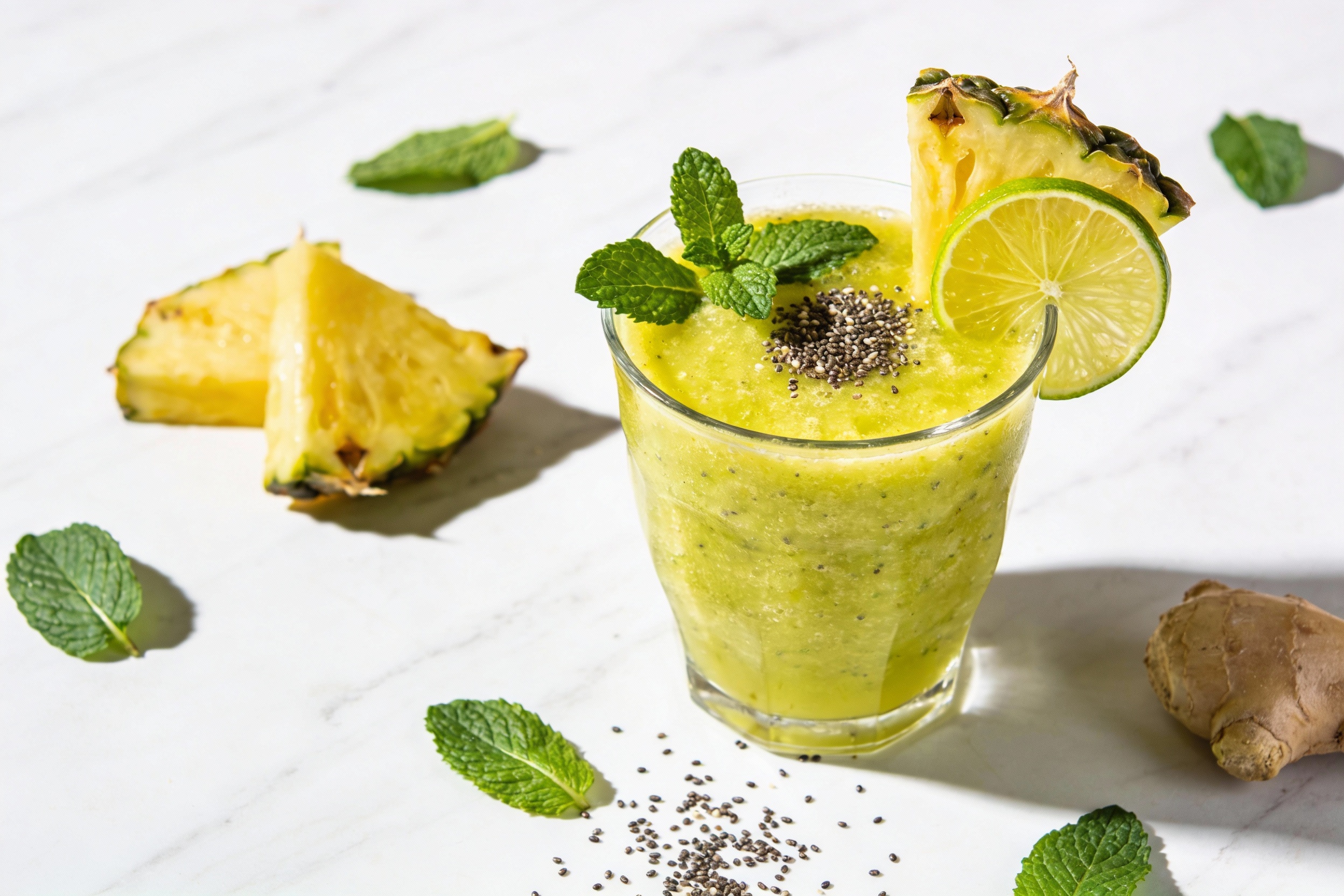 Pineapple Mint Digestive Smoothie That Beats Bloat