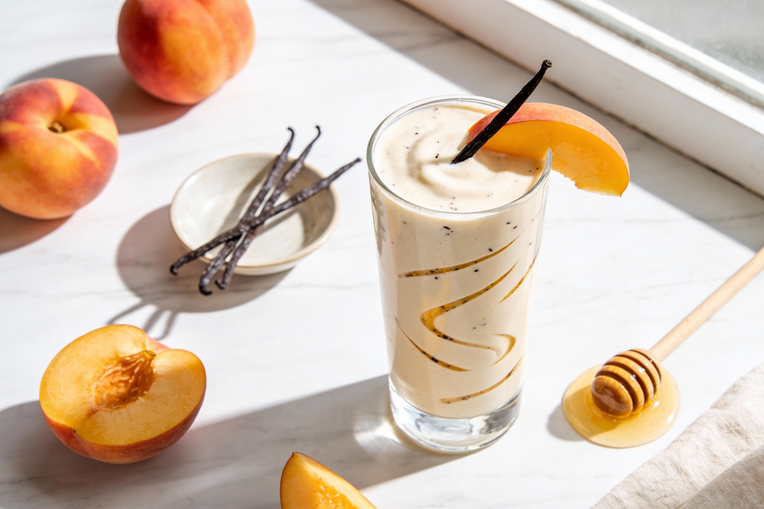 Peach Vanilla Smoothie That Tastes Like Summer Dessert