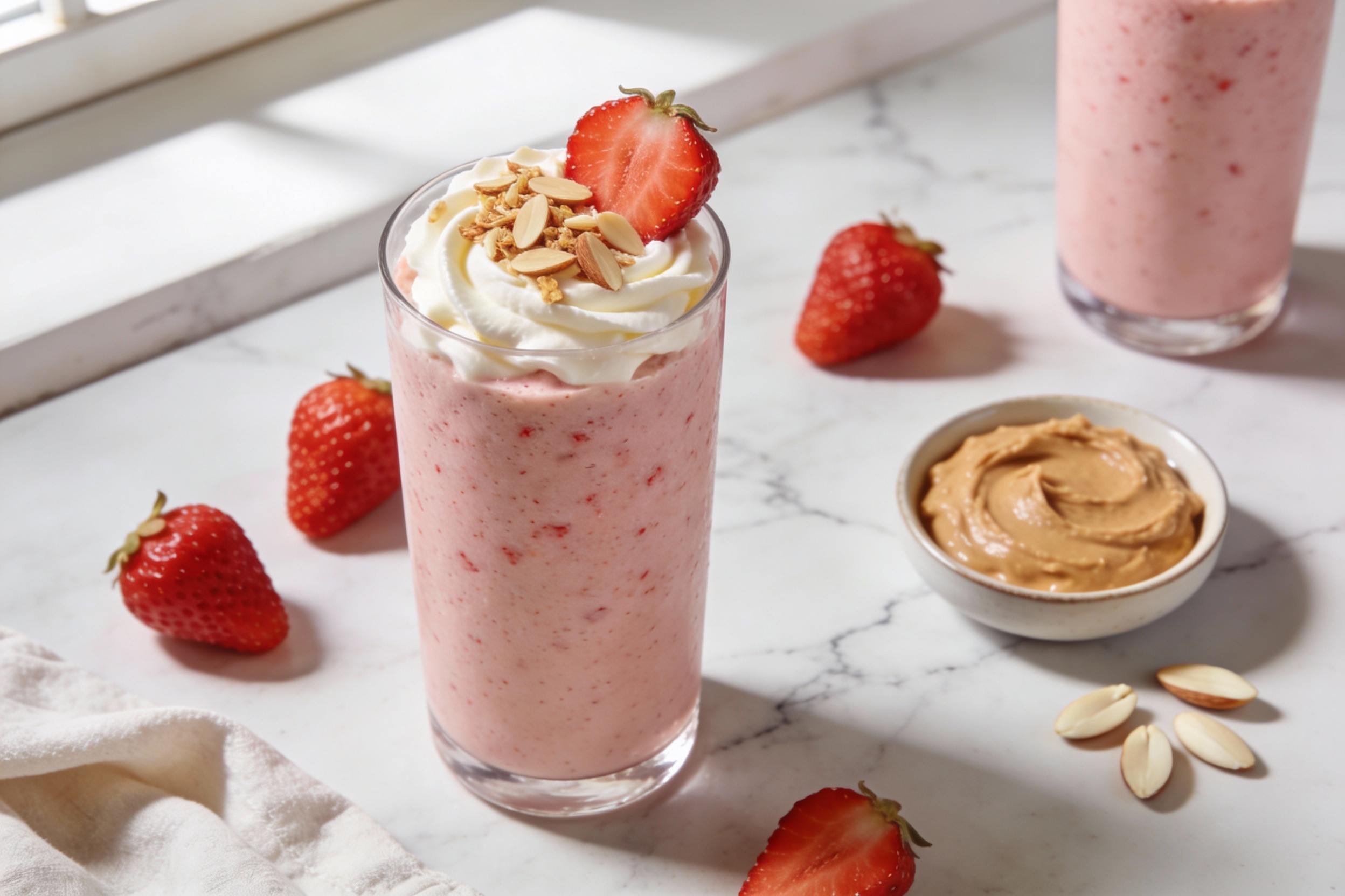 Strawberry Almond Cream Smoothie That Tastes Like Dessert