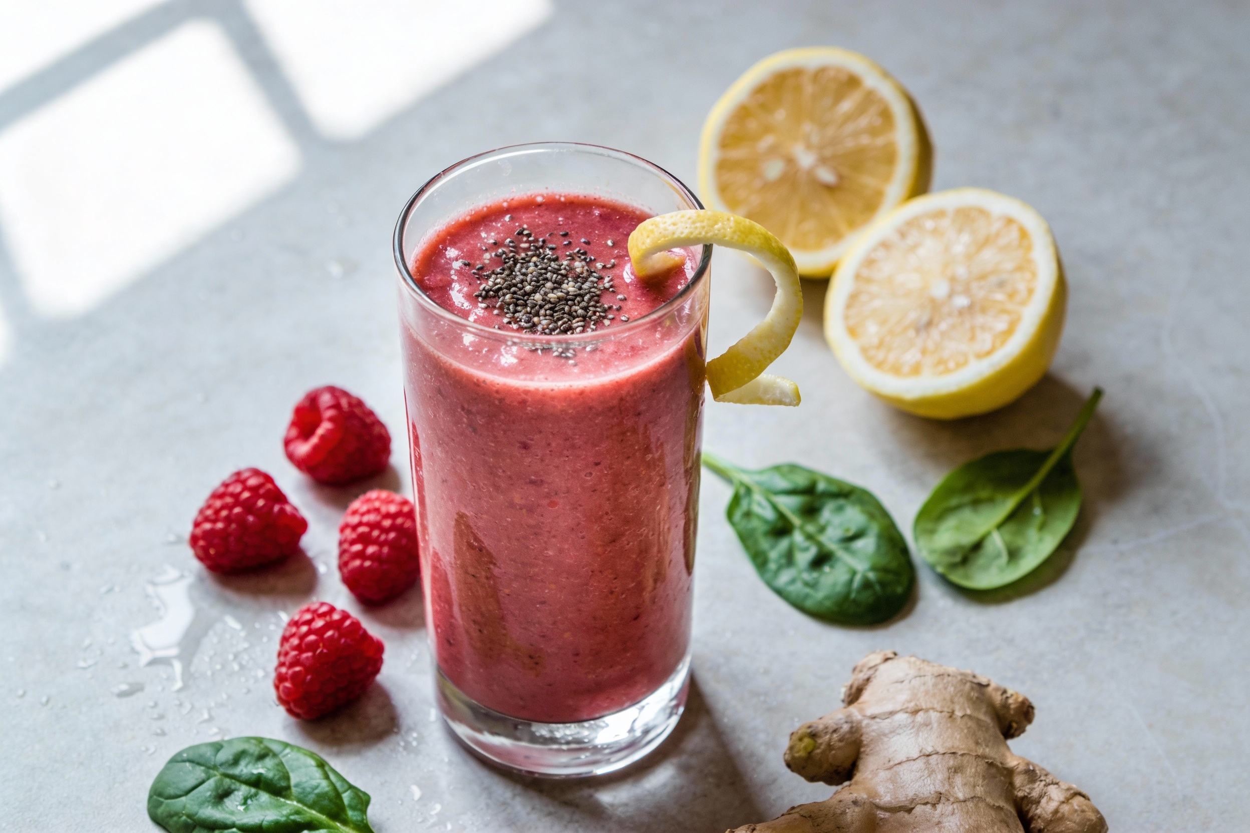 Lemon Raspberry Detox Smoothie That Actually Slaps