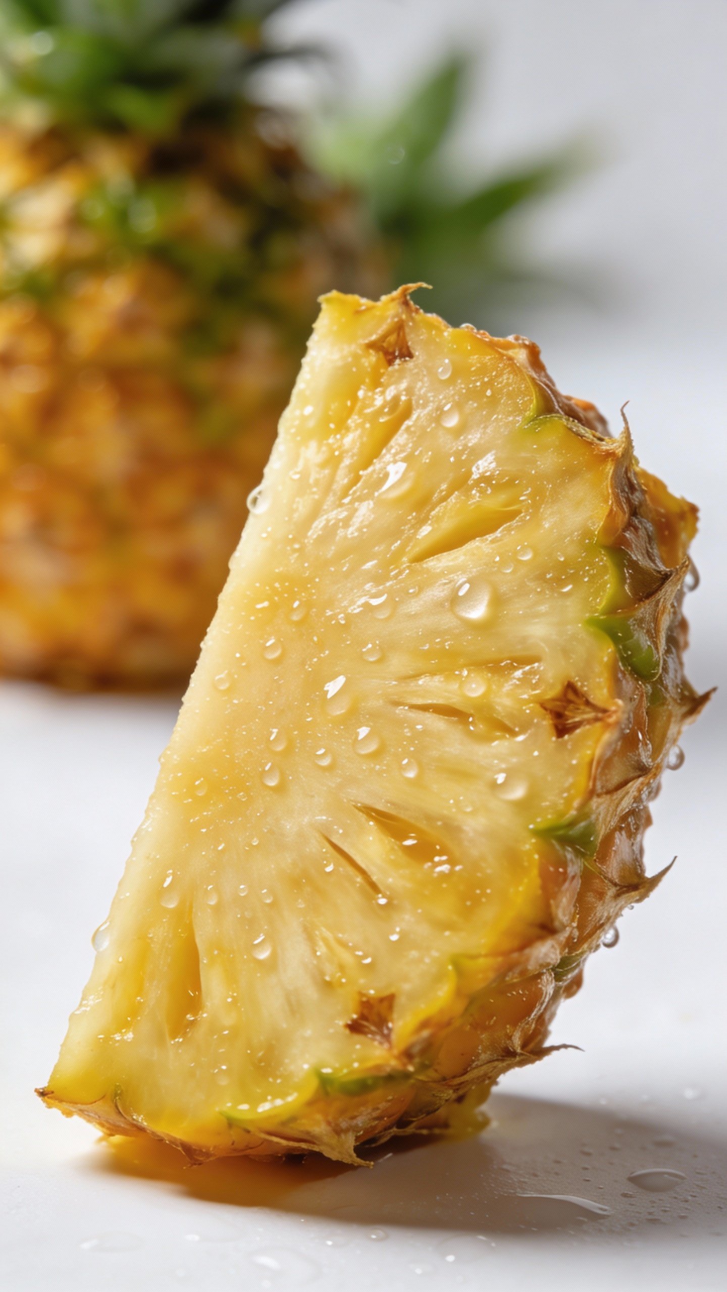 fresh pineapple spear with condensation, studio closeup