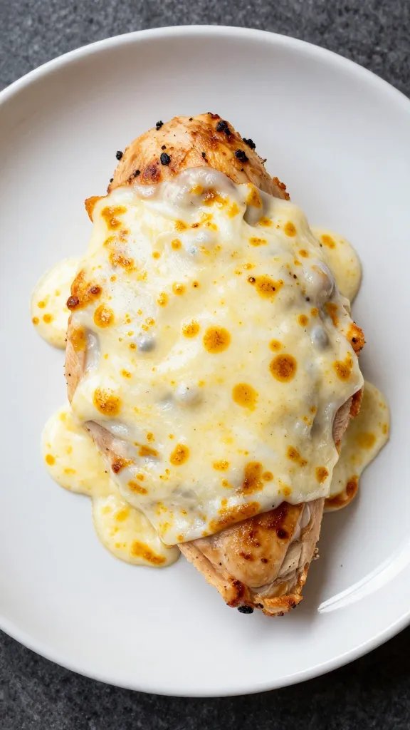 single plated low-carb Italian chicken topped with melted mozzarella