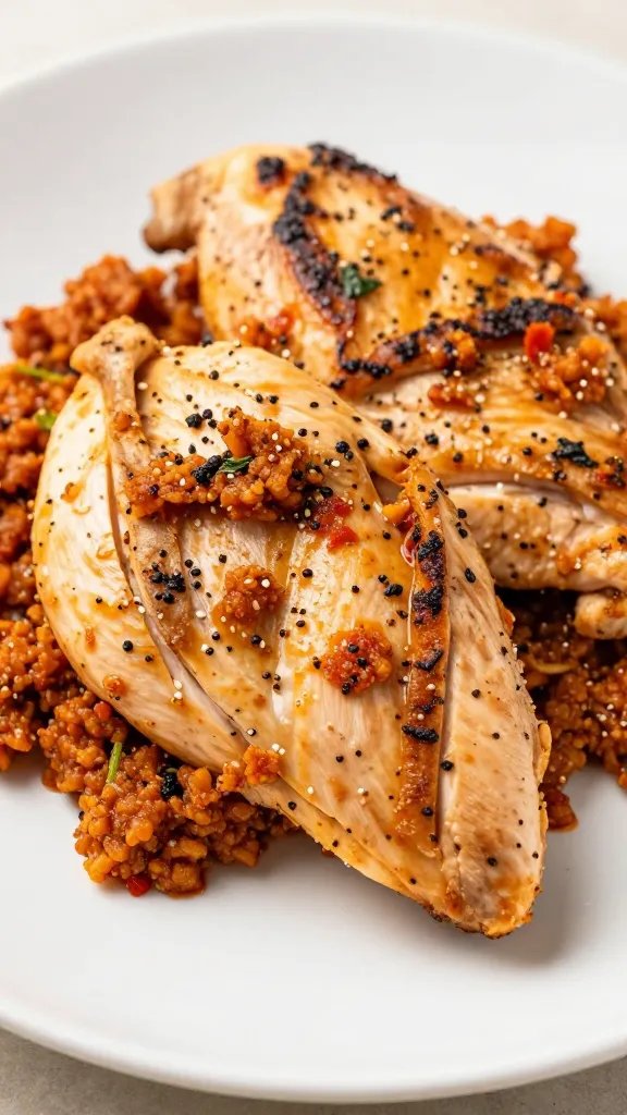 closeup of keto chicken piccata on white ceramic plate