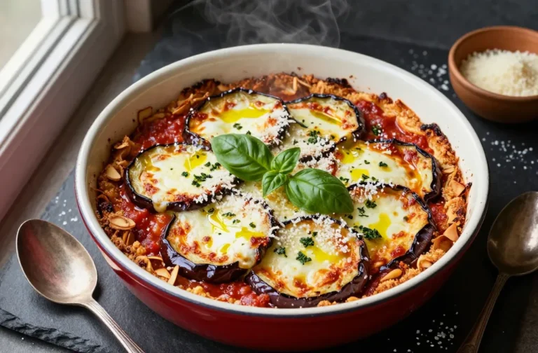 Italian Keto Baked Eggplant Parmesan That Crisps and Melts