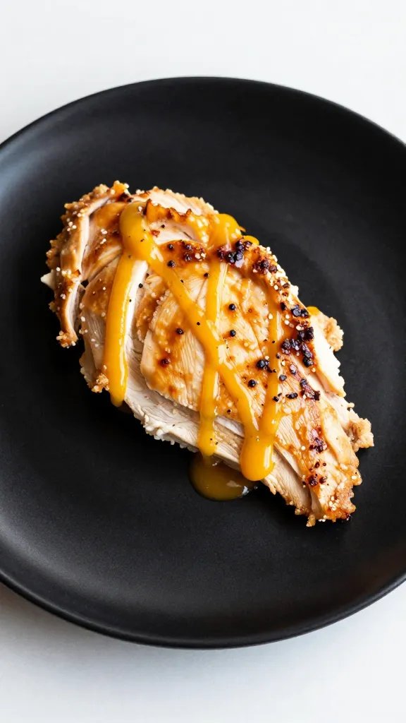 single slice keto chicken parm on matte black plate