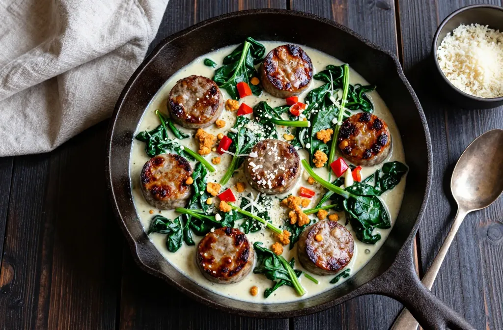 Keto Italian Sausage & Spinach Skillet Weeknight Hero