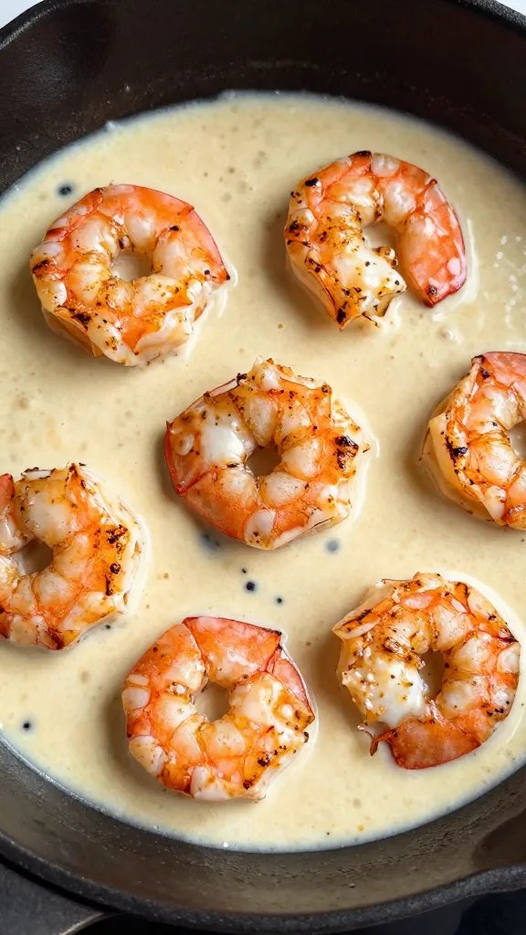 skillet-seared shrimp in keto garlic butter cream sauce