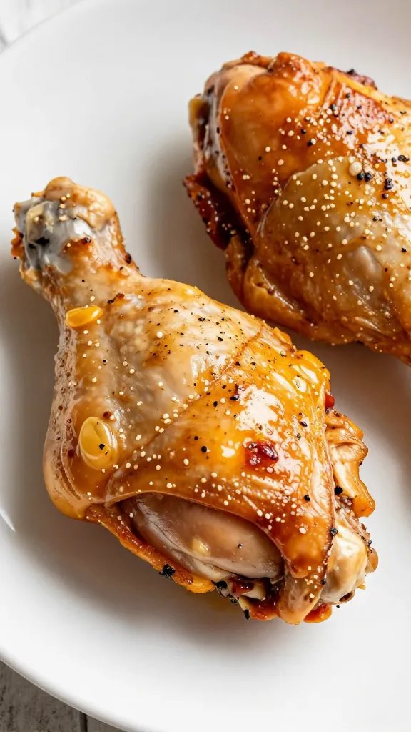 plated keto Italian chicken thigh on white ceramic, tight shot