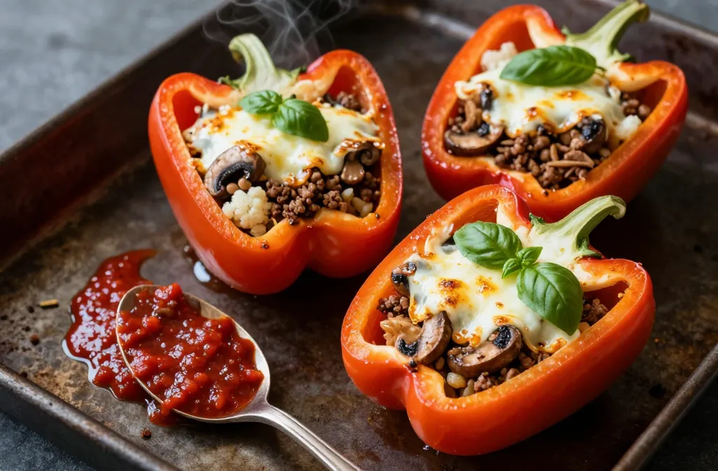 Craveable Italian Keto Stuffed Bell Peppers with Mozzarella