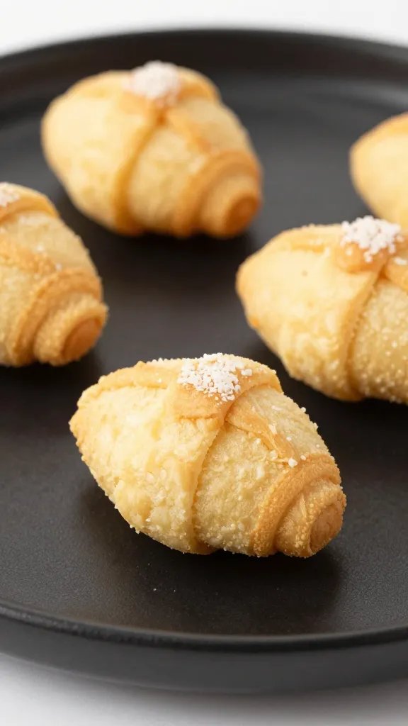closeup mini keto sfogliatella on matte black plate