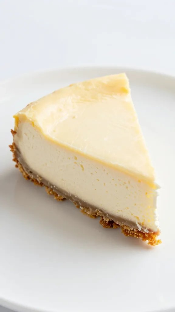 closeup slice of keto ricotta cheesecake on white plate