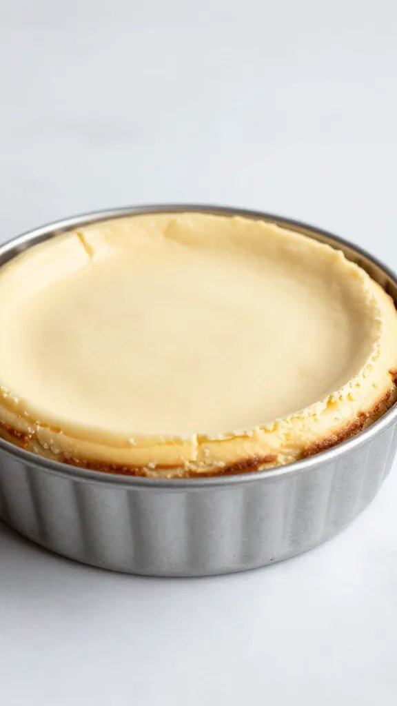 single springform keto ricotta cheesecake with slight crack top