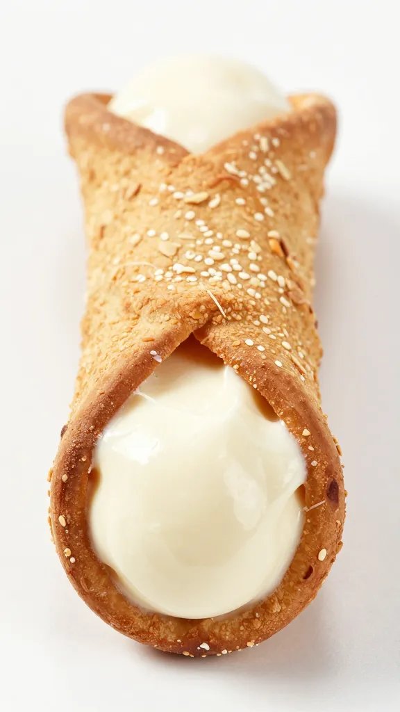 closeup low-carb cannoli bite with almond-flax shell