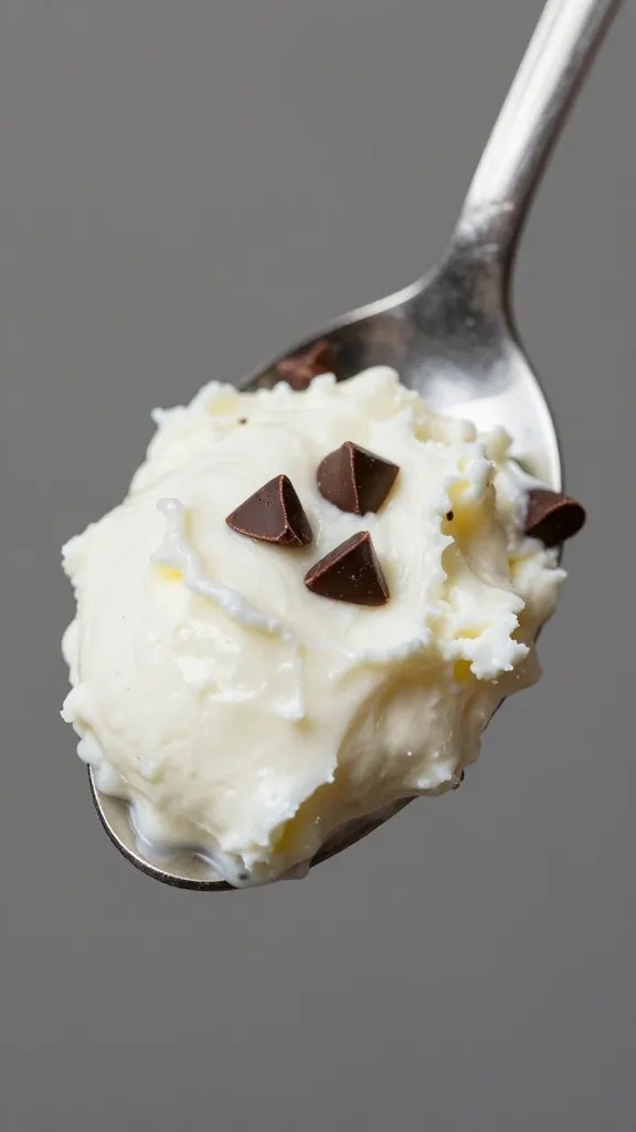 spoonful of ricotta mascarpone filling with micro chocolate chips