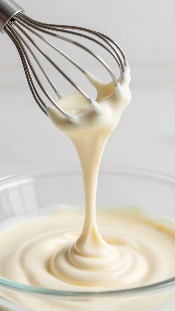 whisk lifting silky keto zabaglione ribbons, soft light