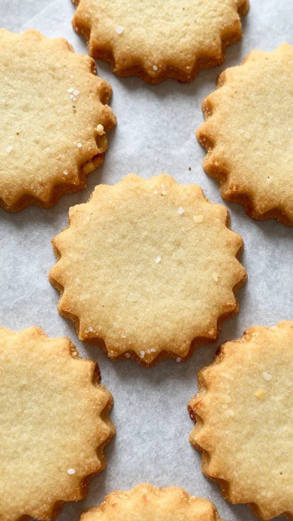 crumbly almond shortbread edge detail with sea salt flakes