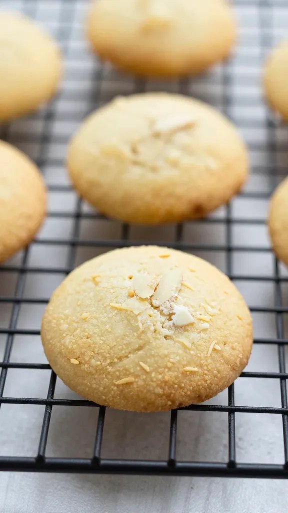 single almond flour lemon ricotta cookie on cooling rack