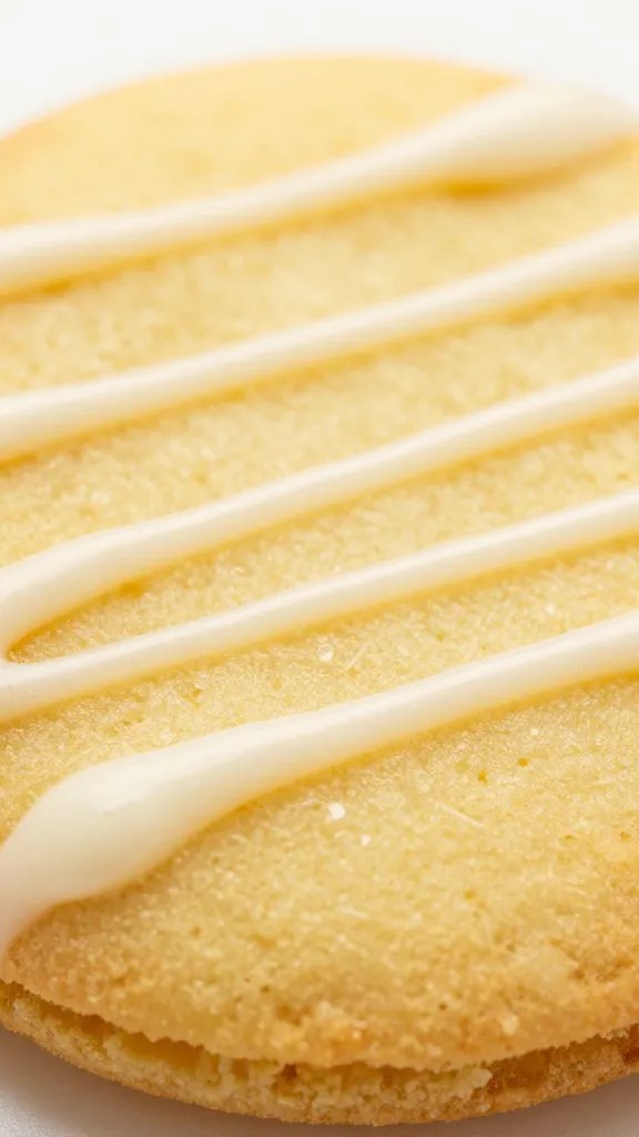 macro shot of zesty lemon ricotta cookie with glaze drizzle
