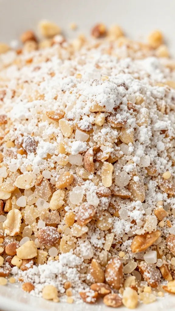 single keto nut horn dusted with powdered erythritol, closeup