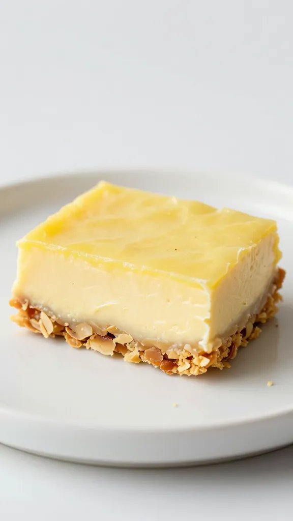 single lemon mascarpone bar with almond crust, macro