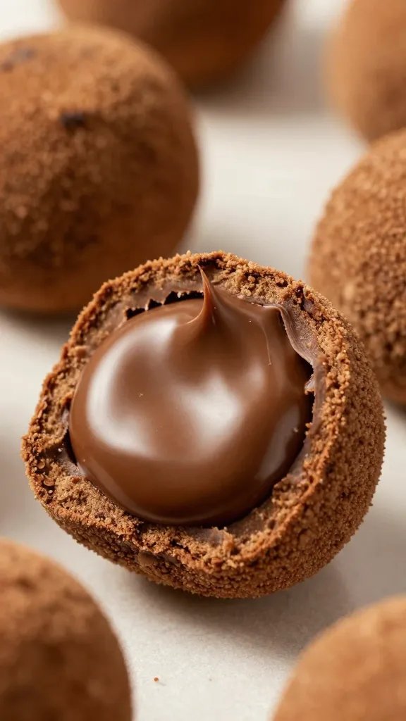 cut-open keto espresso truffle showing silky ganache center