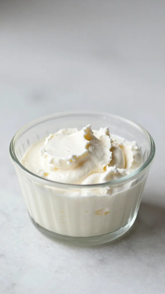 single glass ramekin of chilled vanilla ricotta, soft natural light