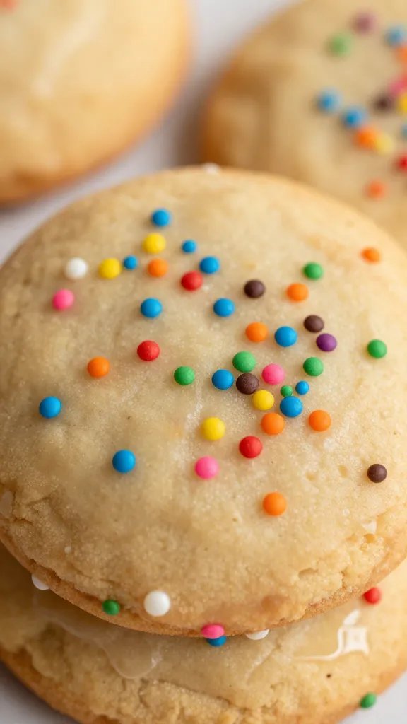 closeup anise-glazed Italian cookie with rainbow nonpareils