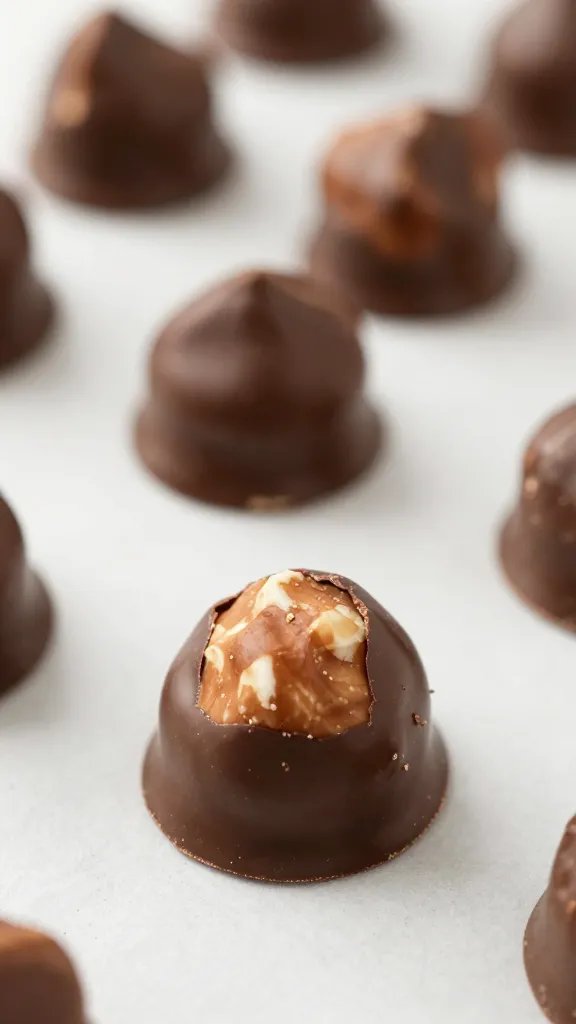 closeup keto hazelnut chocolate bite on parchment