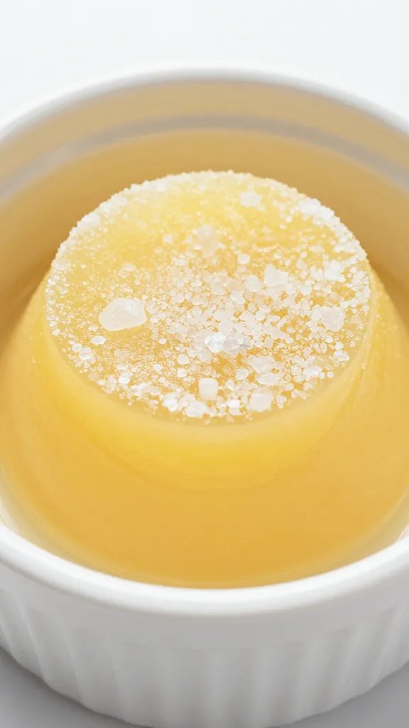 closeup of sugar-free lemon custard in white ramekin