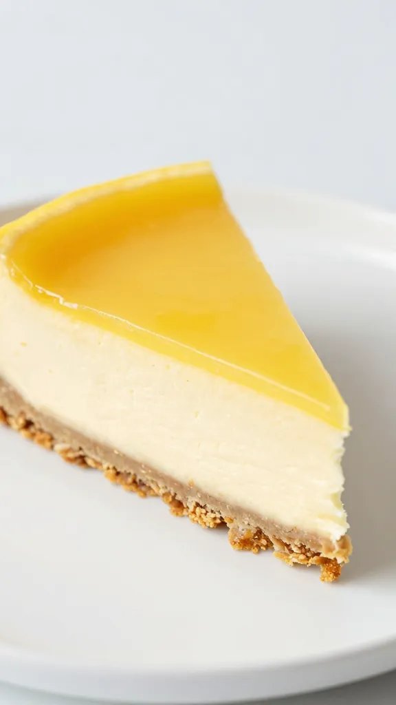 closeup slice of keto limoncello cheesecake on white plate