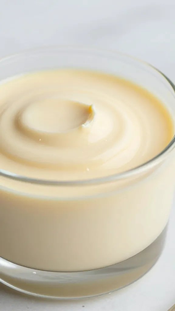 Closeup keto vanilla mascarpone mousse in glass ramekin