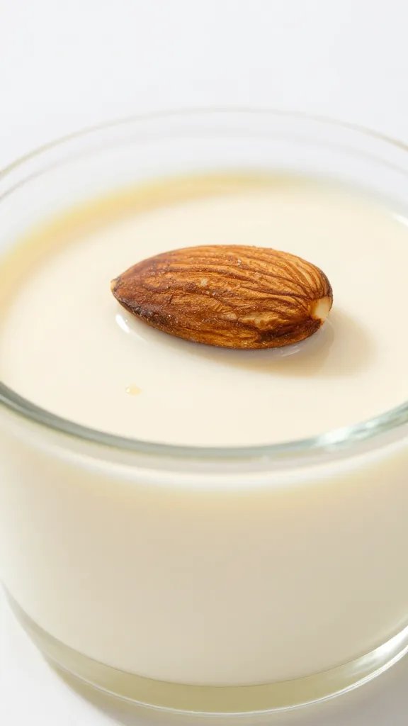 closeup of sugar-free almond panna cotta in glass ramekin