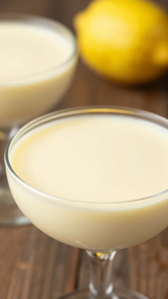 closeup keto limoncello ricotta mousse in chilled coupe