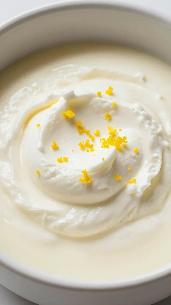 closeup bowl of sugar-free ricotta pudding, lemon zest garnish