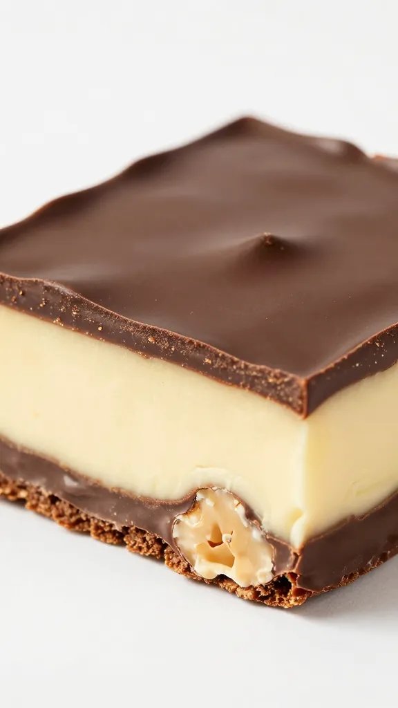 closeup keto hazelnut mascarpone bar with glossy chocolate top