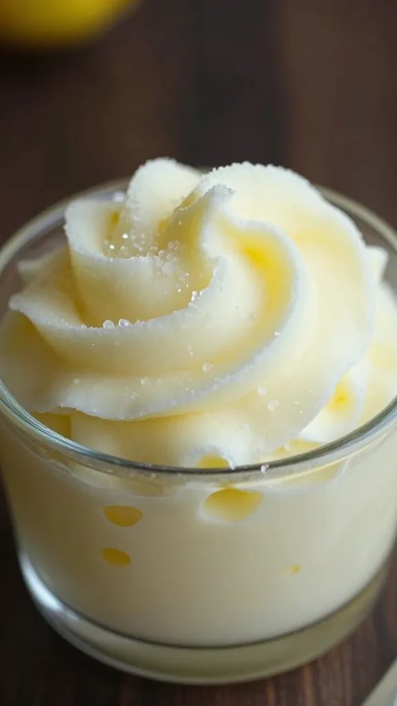 closeup of sugar-free Italian lemon cream in glass ramekin