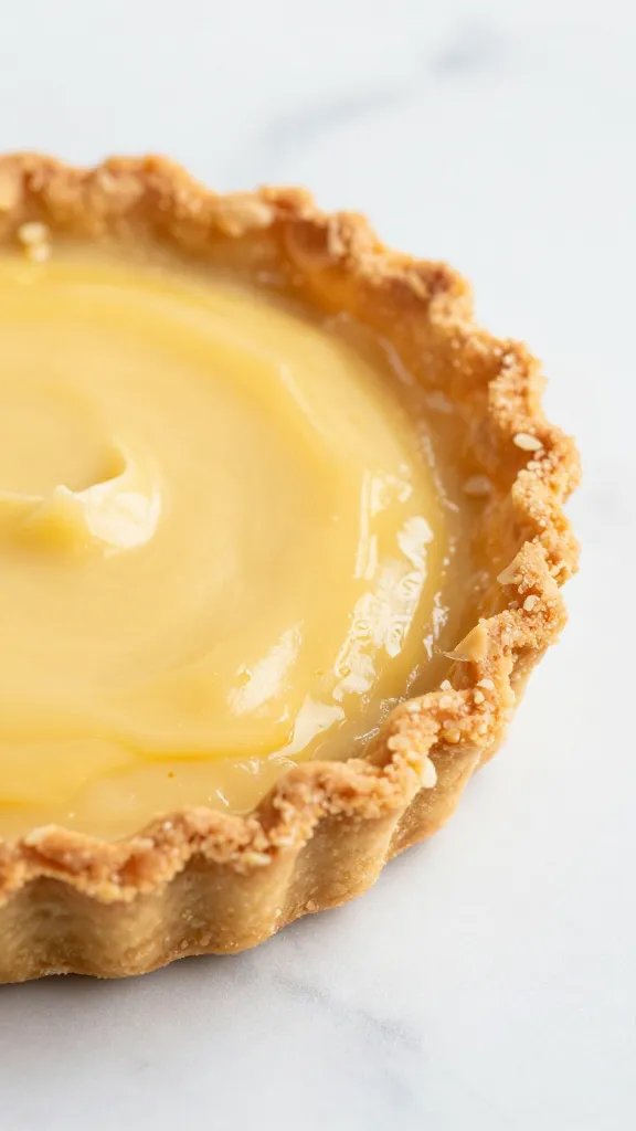 buttery almond crust slice, macro shot on marble