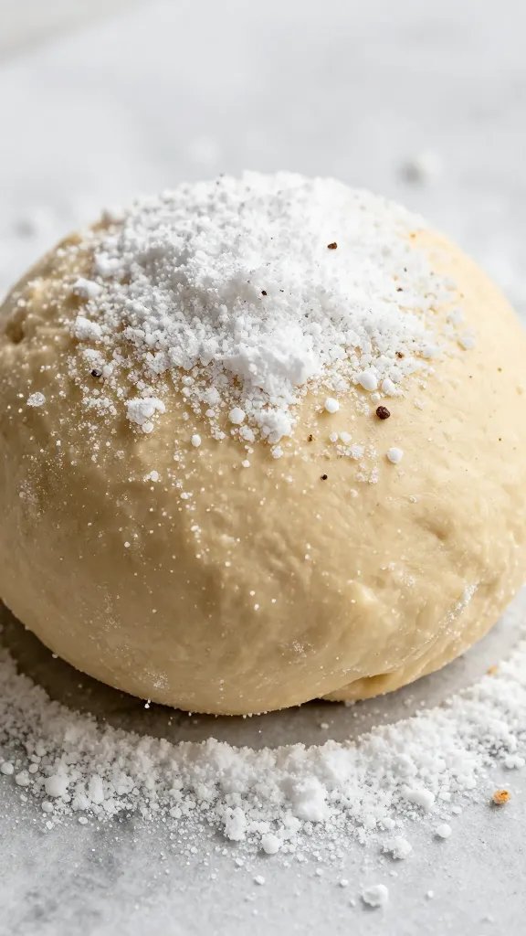 raw almond flour dough ball rolled in sugar, macro shot