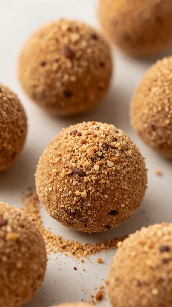 closeup keto espresso almond truffle dusted with crushed almonds